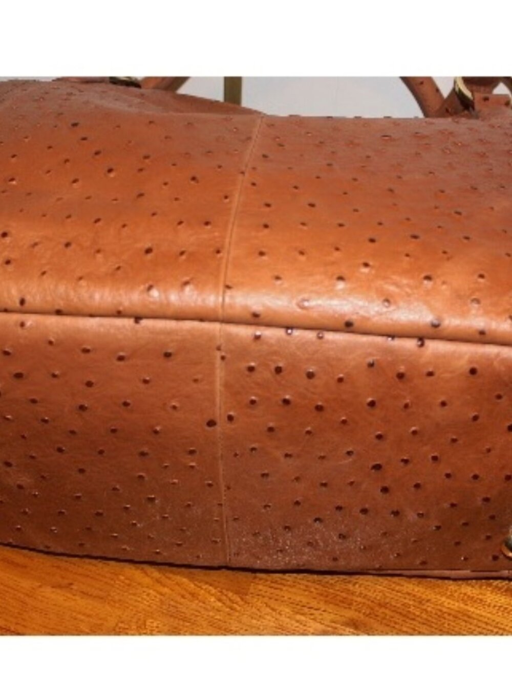 New $378 Gili G.I.L.I Cognac Ostrich Embossed Roma 2 Tote Shoulder Bag w Tassel - Picture 5 of 8